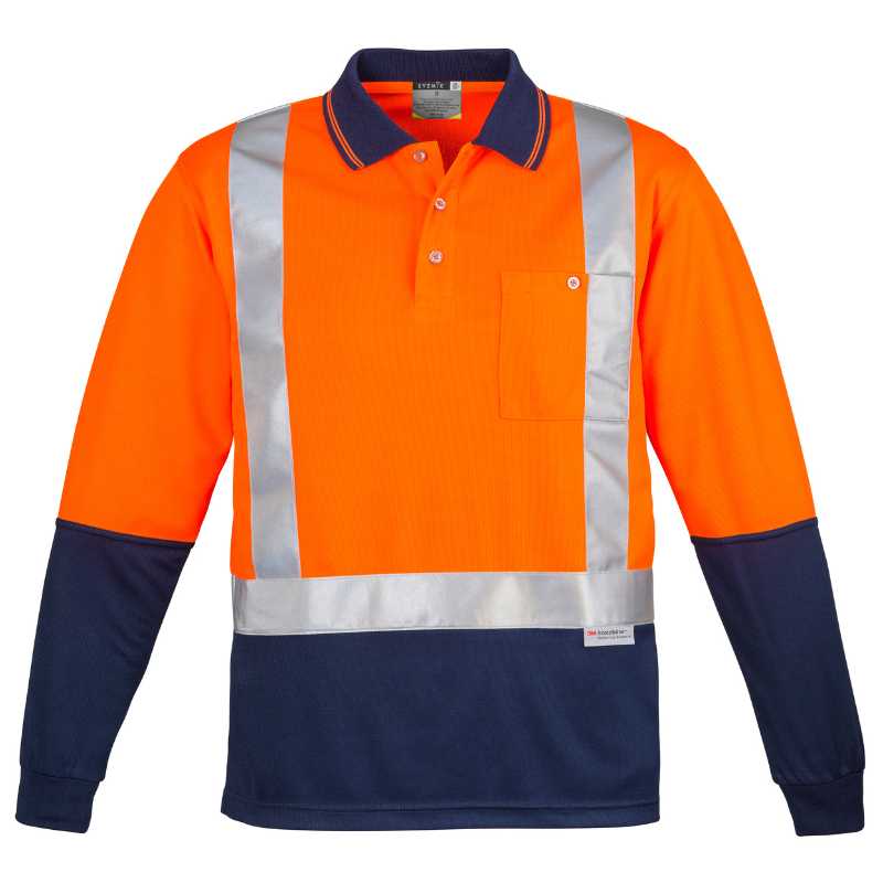 Hi Vis Spliced Long Sleeve Polo - Shoulder Taped ZH234