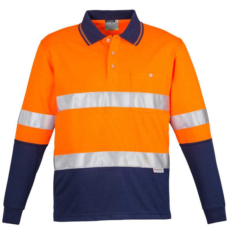 Hi Vis Spliced Long Sleeve Polo - Hoop Taped ZH235